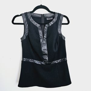 Faux Leather Trim Top